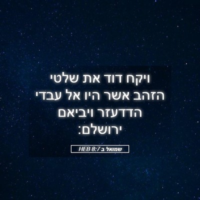 Picture 05 - שמואל ב 8:7 HEB - ויקח דוד את שלטי הזהב אשר - Bible Verse Picture