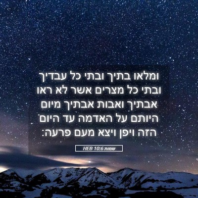 Picture 05 - שמות 10:6 HEB - ומלאו בתיך ובתי כל עבדיך - Bible Verse Picture