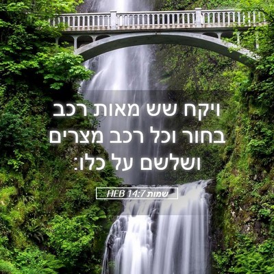 Picture 05 - שמות 14:7 HEB - ויקח שש מאות רכב בחור וכל - Bible Verse Picture