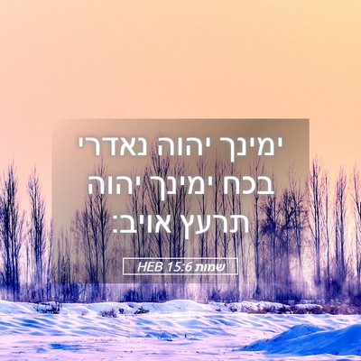 Picture 05 - שמות 15:6 HEB - ימינך יהוה נאדרי בכח ימינך - Bible Verse Picture