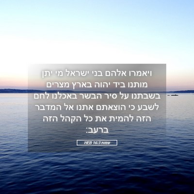 Picture 05 - שמות 16:3 HEB - ויאמרו אלהם בני ישראל מי - Bible Verse Picture