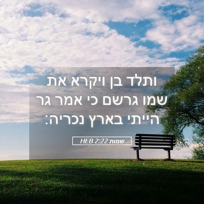 Picture 05 - שמות 2:22 HEB - ותלד בן ויקרא את שמו גרשם - Bible Verse Picture