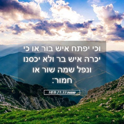 Picture 05 - שמות 21:33 HEB - וכי יפתח איש בור או כי יכרה - Bible Verse Picture