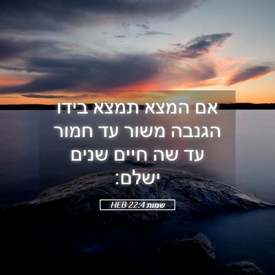 Picture 05 - שמות 22:4 HEB - אם המצא תמצא בידו הגנבה - Bible Verse Picture