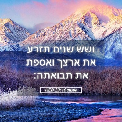 Picture 05 - שמות 23:10 HEB - ושש שנים תזרע את ארצך ואספת - Bible Verse Picture