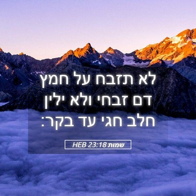 Picture 05 - שמות 23:18 HEB - לא תזבח על חמץ דם זבחי ולא - Bible Verse Picture