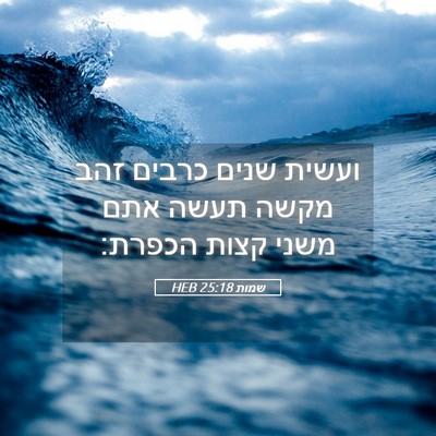Picture 05 - שמות 25:18 HEB - ועשית שנים כרבים זהב מקשה - Bible Verse Picture
