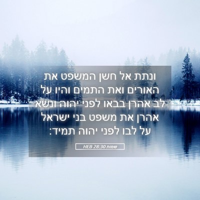 Picture 05 - שמות 28:30 HEB - ונתת אל חשן המשפט את האורים - Bible Verse Picture