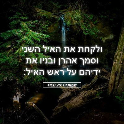 Picture 05 - שמות 29:19 HEB - ולקחת את האיל השני וסמך - Bible Verse Picture