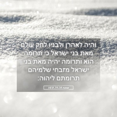 Picture 05 - שמות 29:28 HEB - והיה לאהרן ולבניו לחק עולם - Bible Verse Picture