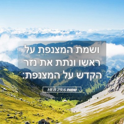 Picture 05 - שמות 29:6 HEB - ושמת המצנפת על ראשו ונתת את - Bible Verse Picture