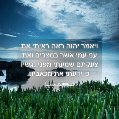 Picture 05 - שמות 3:7 HEB - ויאמר יהוה ראה ראיתי את עני - Bible Verse Picture