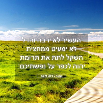 Picture 05 - שמות 30:15 HEB - העשיר לא ירבה והדל לא ימעיט - Bible Verse Picture