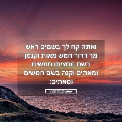 Picture 05 - שמות 30:23 HEB - ואתה קח לך בשמים ראש מר - Bible Verse Picture