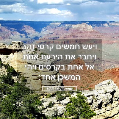 Picture 05 - שמות 36:13 HEB - ויעש חמשים קרסי זהב ויחבר - Bible Verse Picture