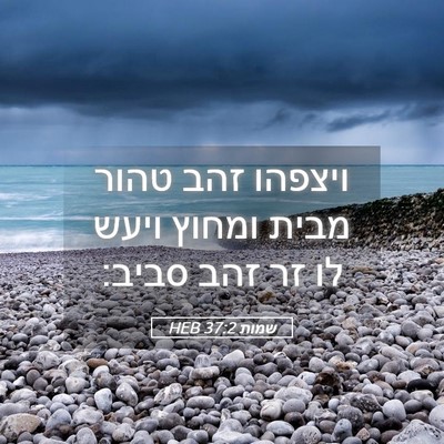 Picture 05 - שמות 37:2 HEB - ויצפהו זהב טהור מבית ומחוץ - Bible Verse Picture