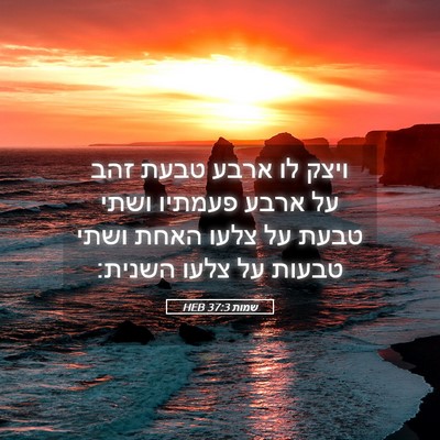 Picture 05 - שמות 37:3 HEB - ויצק לו ארבע טבעת זהב על - Bible Verse Picture