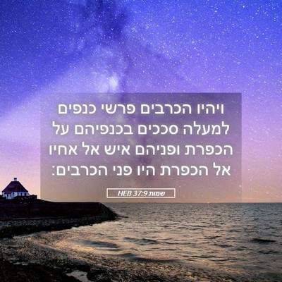 Picture 05 - שמות 37:9 HEB - ויהיו הכרבים פרשי כנפים - Bible Verse Picture