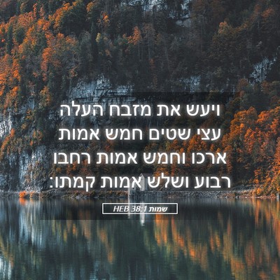Picture 05 - שמות 38:1 HEB - ויעש את מזבח העלה עצי שטים - Bible Verse Picture