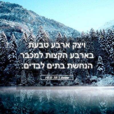 Picture 05 - שמות 38:5 HEB - ויצק ארבע טבעת בארבע הקצות - Bible Verse Picture
