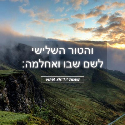 Picture 05 - שמות 39:12 HEB - והטור השלישי לשם שבו - Bible Verse Picture