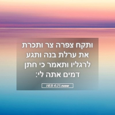Picture 05 - שמות 4:25 HEB - ותקח צפרה צר ותכרת את ערלת - Bible Verse Picture