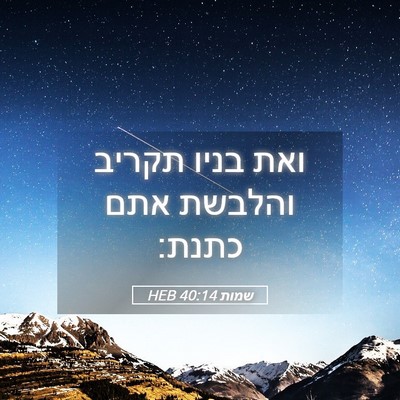 Picture 05 - שמות 40:14 HEB - ואת בניו תקריב והלבשת אתם - Bible Verse Picture
