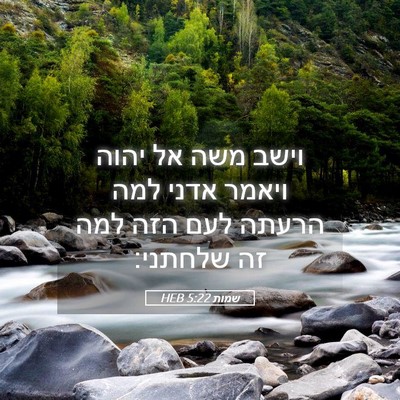 Picture 05 - שמות 5:22 HEB - וישב משה אל יהוה ויאמר אדני - Bible Verse Picture
