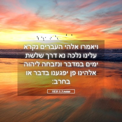 Picture 05 - שמות 5:3 HEB - ויאמרו אלהי העברים נקרא - Bible Verse Picture