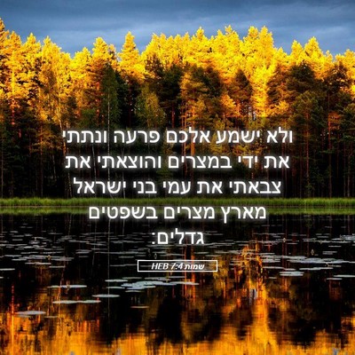 Picture 05 - שמות 7:4 HEB - ולא ישמע אלכם פרעה ונתתי את - Bible Verse Picture