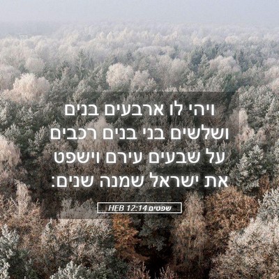 Picture 05 - שפטים 12:14 HEB - ויהי לו ארבעים בנים ושלשים - Bible Verse Picture