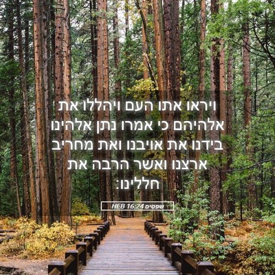 Picture 05 - שפטים 16:24 HEB - ויראו אתו העם ויהללו את - Bible Verse Picture