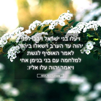 Picture 05 - שפטים 20:23 HEB - ויעלו בני ישראל ויבכו לפני - Bible Verse Picture