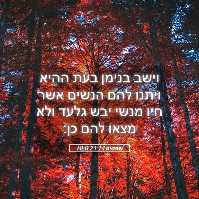 Picture 05 - שפטים 21:14 HEB - וישב בנימן בעת ההיא ויתנו - Bible Verse Picture
