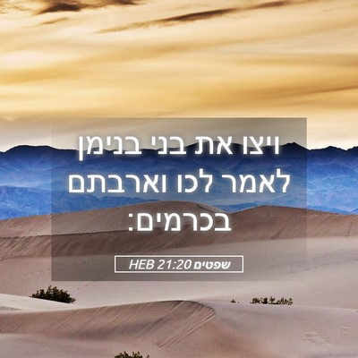 Picture 05 - שפטים 21:20 HEB - ויצו את בני בנימן לאמר לכו - Bible Verse Picture