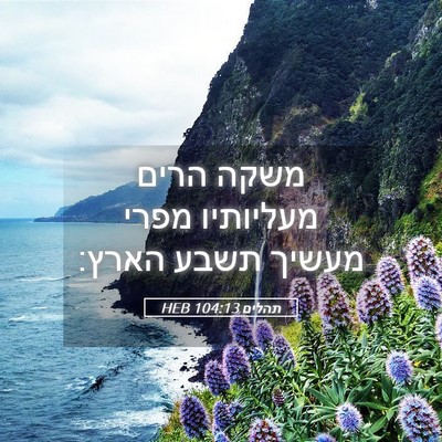 Picture 05 - תהלים 104:13 HEB - משקה הרים מעליותיו מפרי - Bible Verse Picture