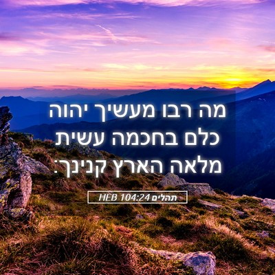 Picture 05 - תהלים 104:24 HEB - מה רבו מעשיך יהוה כלם בחכמה - Bible Verse Picture