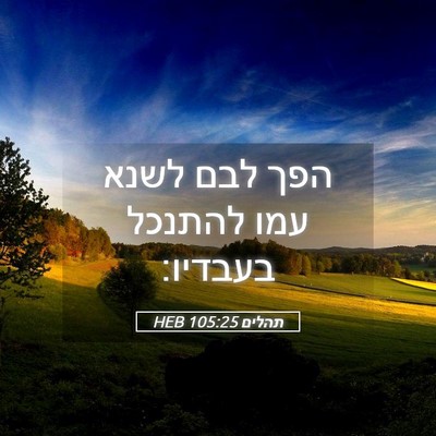 Picture 05 - תהלים 105:25 HEB - הפך לבם לשנא עמו להתנכל - Bible Verse Picture