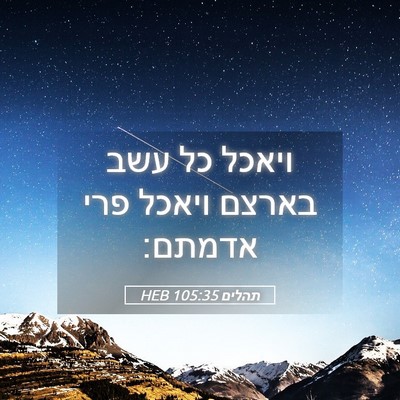 Picture 05 - תהלים 105:35 HEB - ויאכל כל עשב בארצם ויאכל - Bible Verse Picture