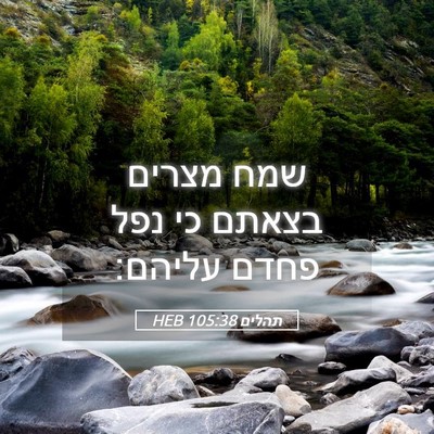 Picture 05 - תהלים 105:38 HEB - שמח מצרים בצאתם כי נפל פחדם - Bible Verse Picture