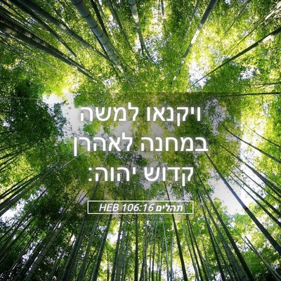 Picture 05 - תהלים 106:16 HEB - ויקנאו למשה במחנה לאהרן - Bible Verse Picture