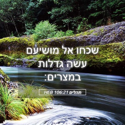 Picture 05 - תהלים 106:21 HEB - שכחו אל מושיעם עשה גדלות - Bible Verse Picture