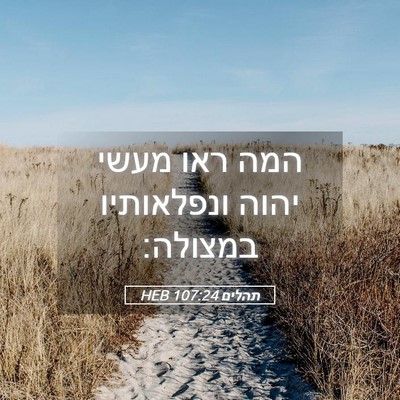 Picture 05 - תהלים 107:24 HEB - המה ראו מעשי יהוה - Bible Verse Picture