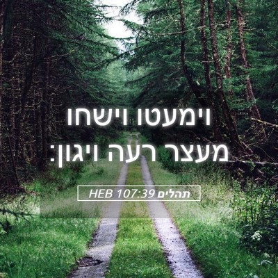 Picture 05 - תהלים 107:39 HEB - וימעטו וישחו מעצר רעה - Bible Verse Picture