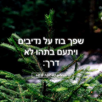 Picture 05 - תהלים 107:40 HEB - שפך בוז על נדיבים ויתעם - Bible Verse Picture