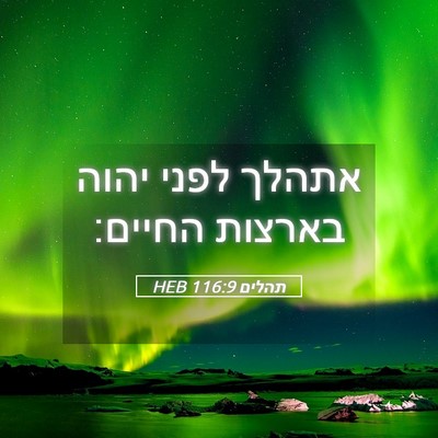 Picture 05 - תהלים 116:9 HEB - אתהלך לפני יהוה בארצות - Bible Verse Picture