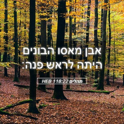 Picture 05 - תהלים 118:22 HEB - אבן מאסו הבונים היתה לראש - Bible Verse Picture