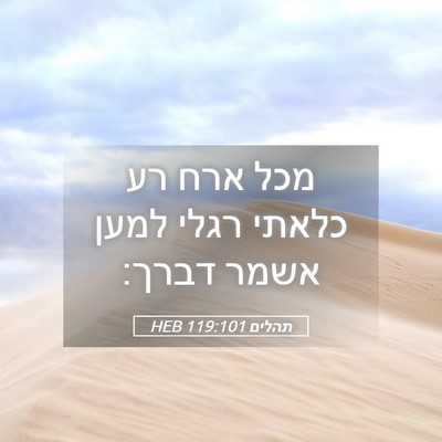 Picture 05 - תהלים 119:101 HEB - מכל ארח רע כלאתי רגלי למען - Bible Verse Picture