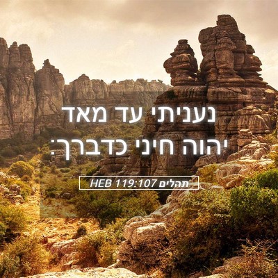 Picture 05 - תהלים 119:107 HEB - נעניתי עד מאד יהוה חיני - Bible Verse Picture