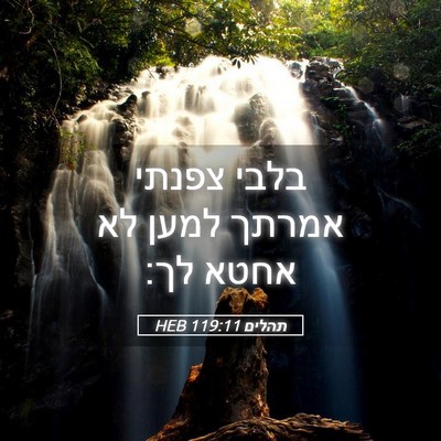 Picture 05 - תהלים 119:11 HEB - בלבי צפנתי אמרתך למען לא - Bible Verse Picture
